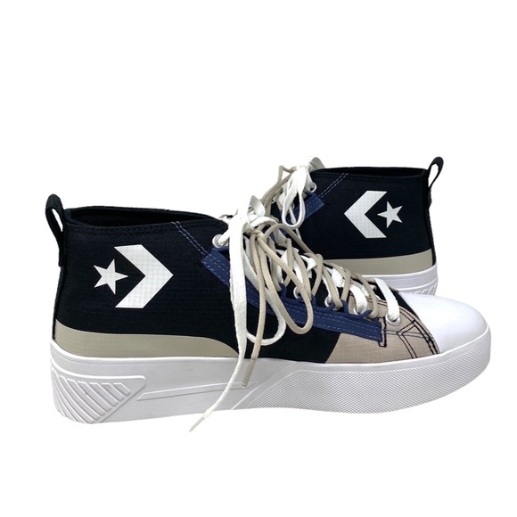 Converse UNT1TL3D CS Laced Mid Top Beige Black Men Canvas Sneakers Size 171395C - Picture 4 of 9